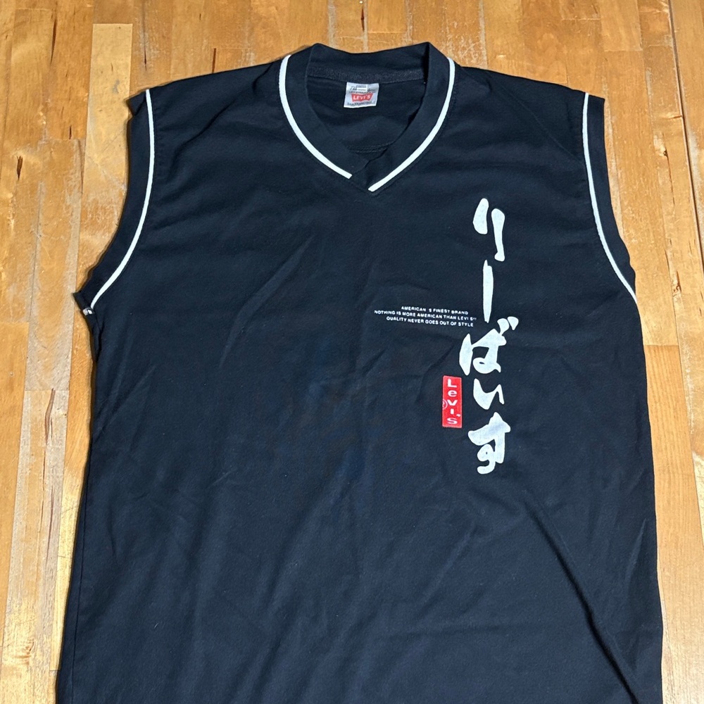 Vintage Levi's Black Tank Top Japanese script